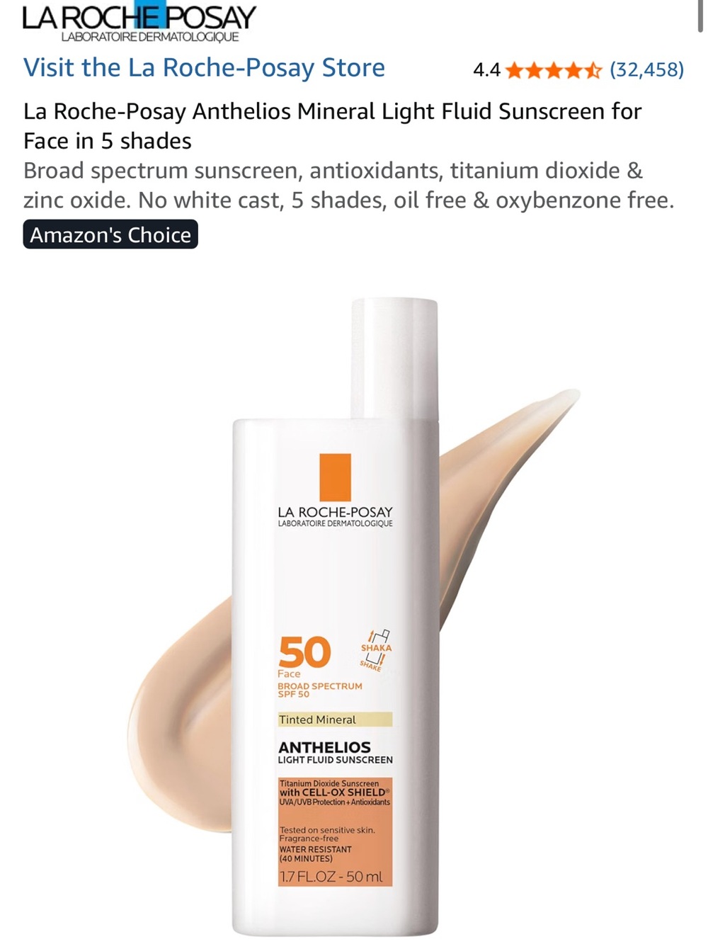 La Roche-Posay Anthelios Mineral Light Fluid Sunscreen for Face in 5 shades